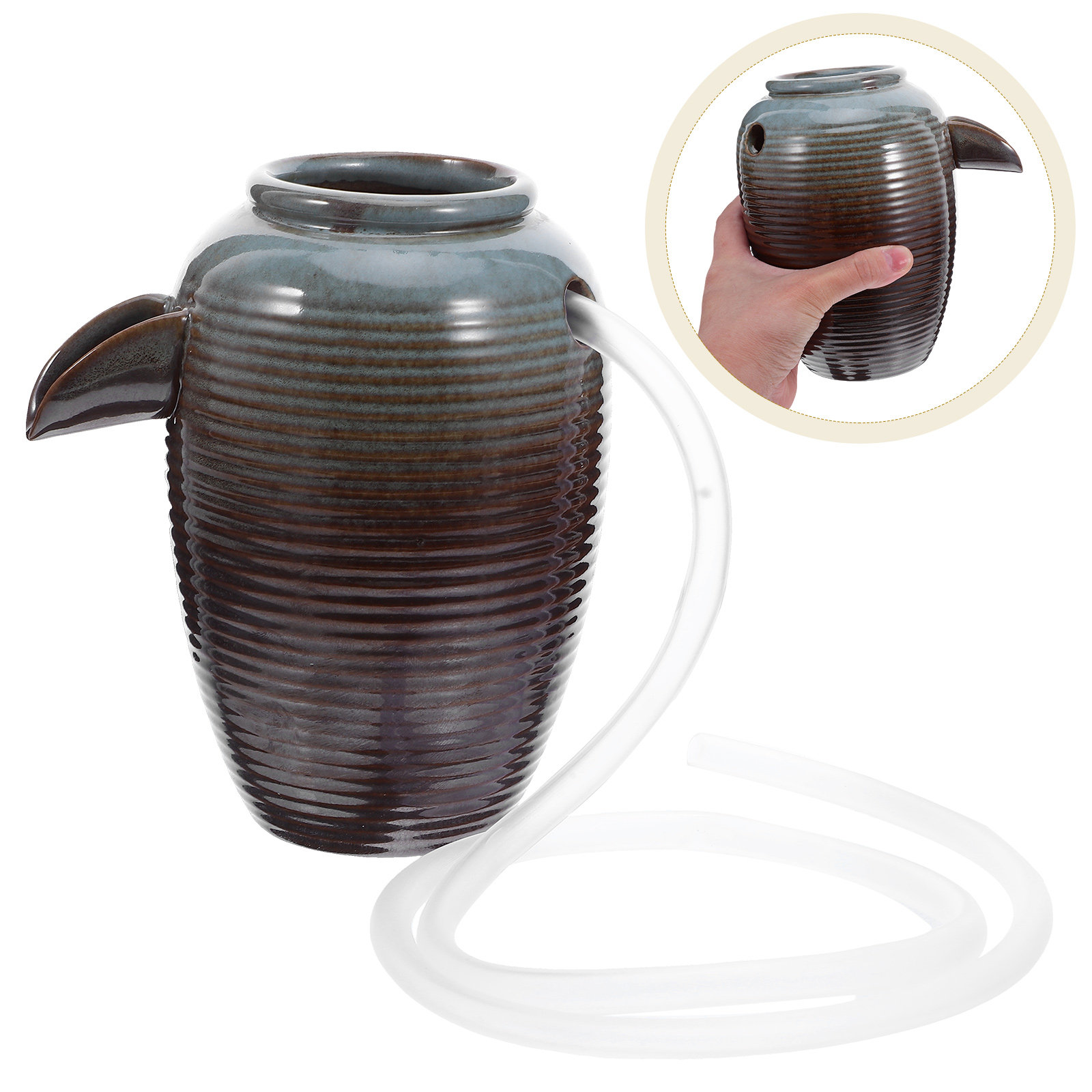 Aquarium Pump - No Pump Ceramic Jar Fish Tank