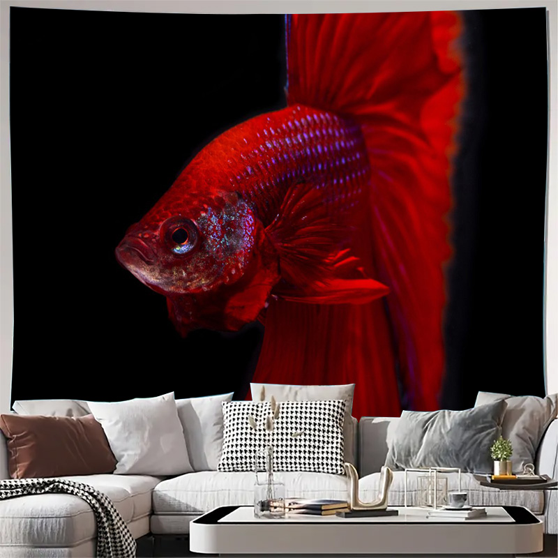 Vibrant Red Betta Fish Tapestr - Aquarium Fish Betta recension och pris
